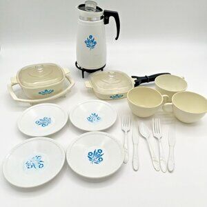 Vintage Corning‎ Ware Cornflower Plastic TOY PLAY SET Cookware Dishes 20 Piece